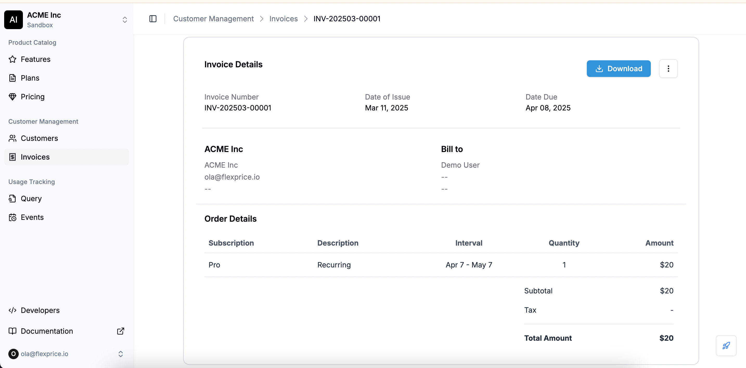 Invoice Actions