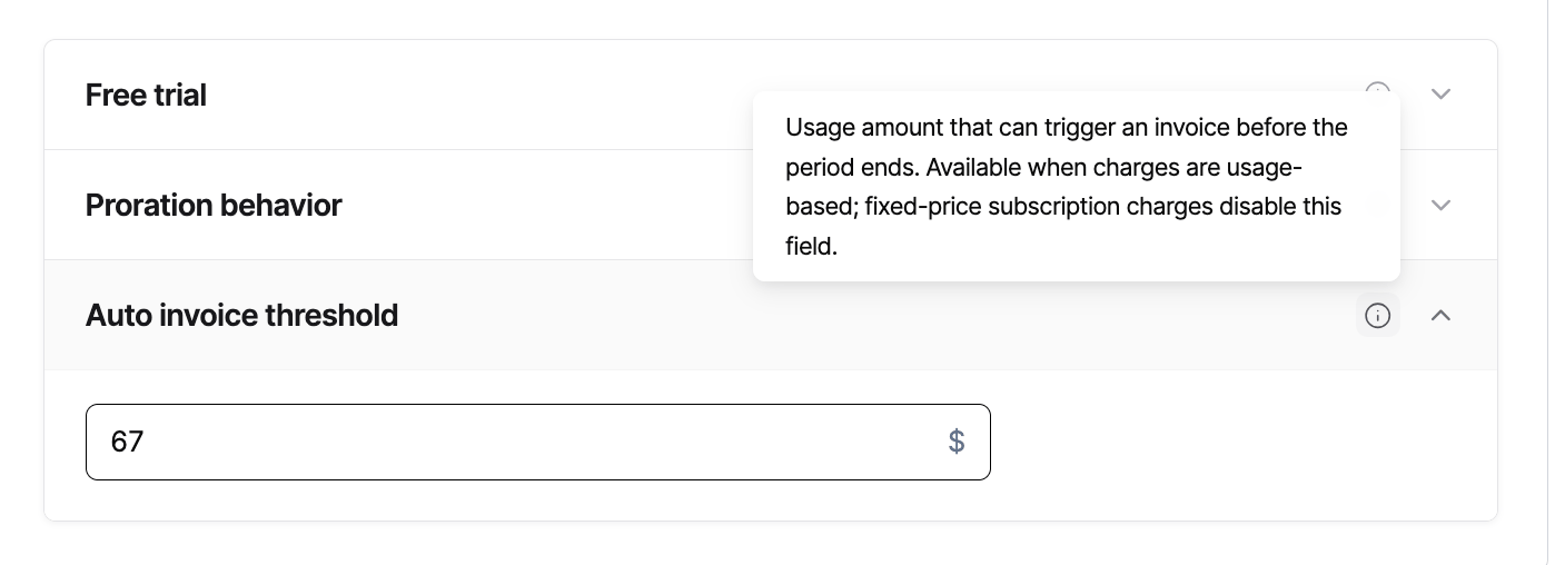 Progressive billing configuration: Auto invoice threshold