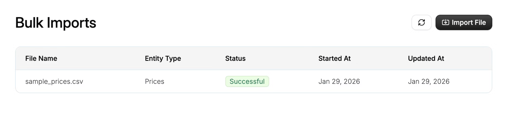 Bulk import interface