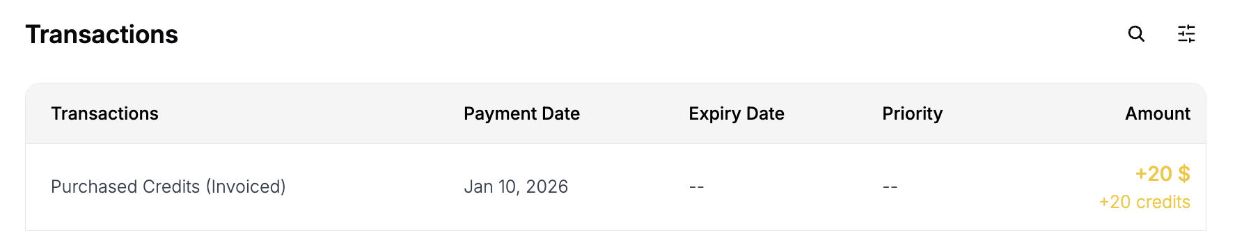 Free Credits Transaction