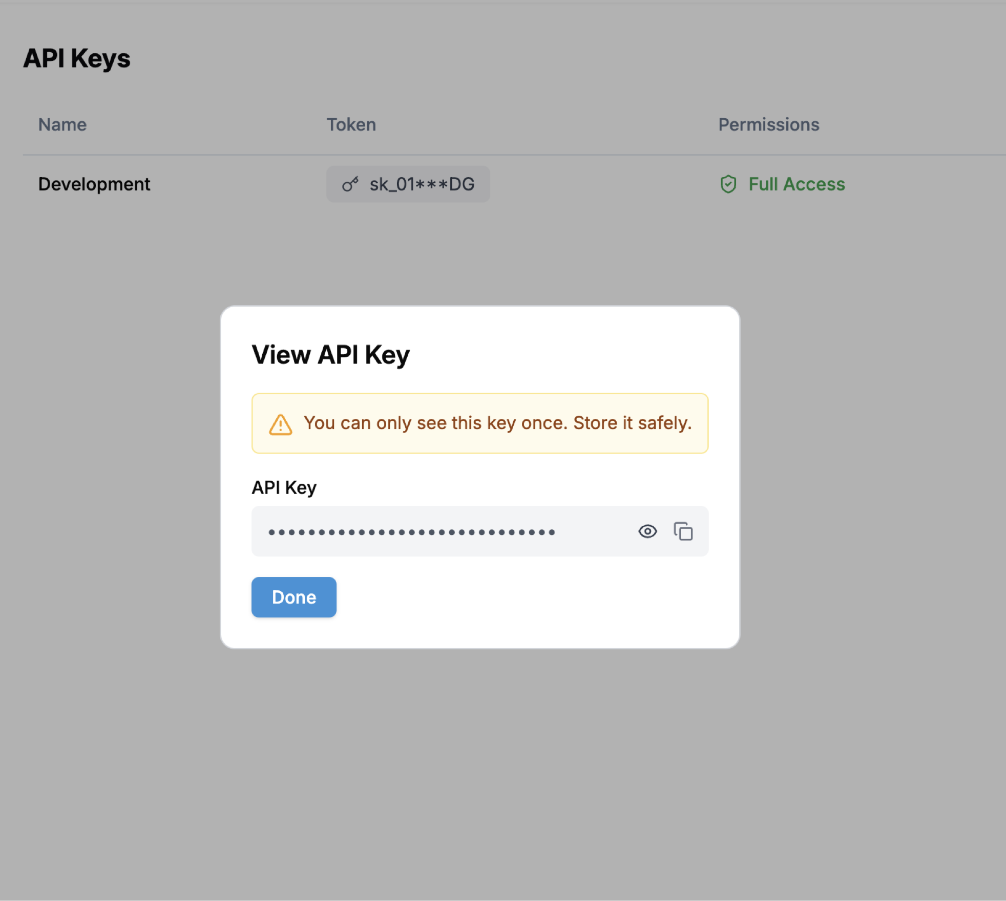Created API Key