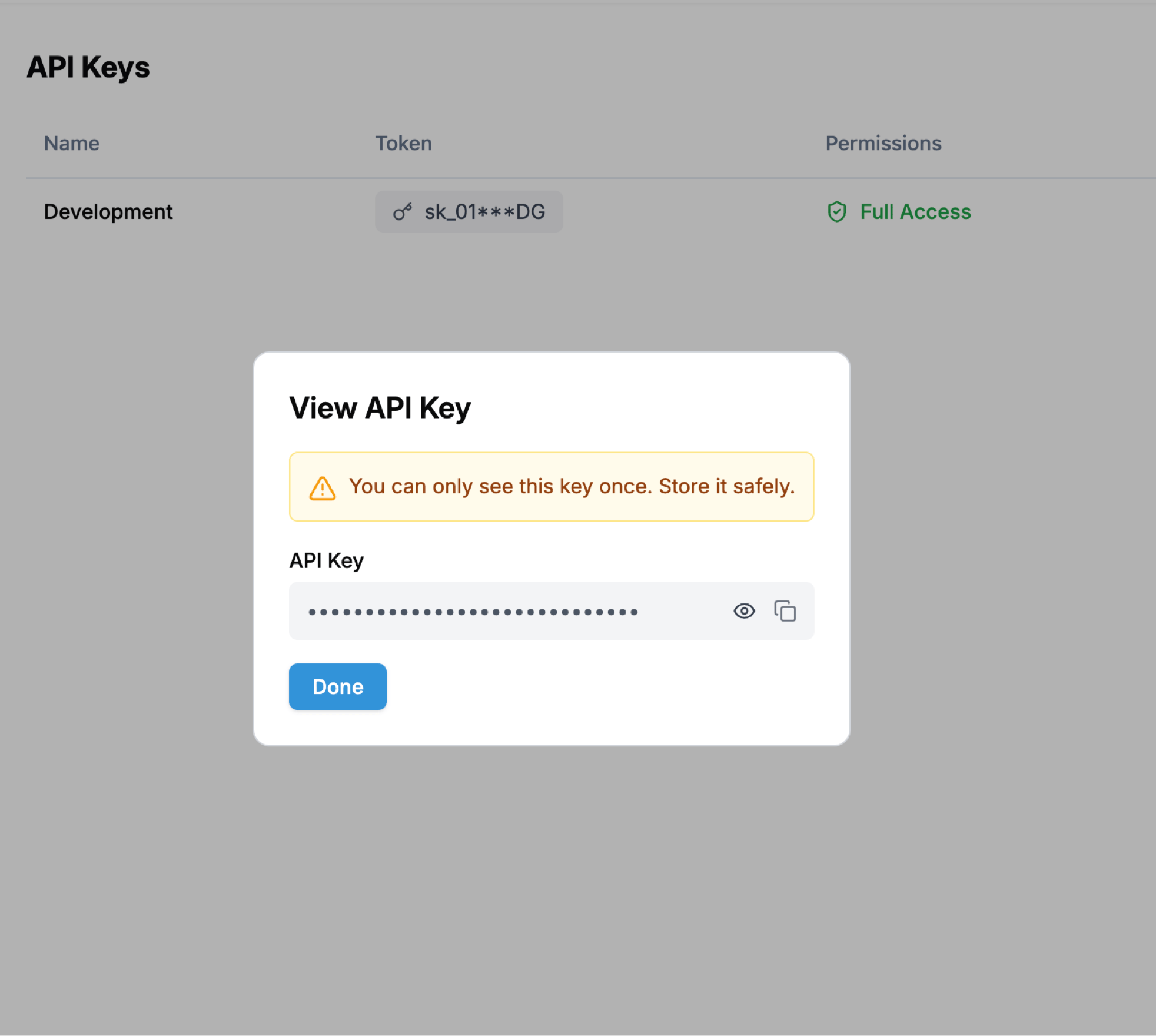 Created API Key