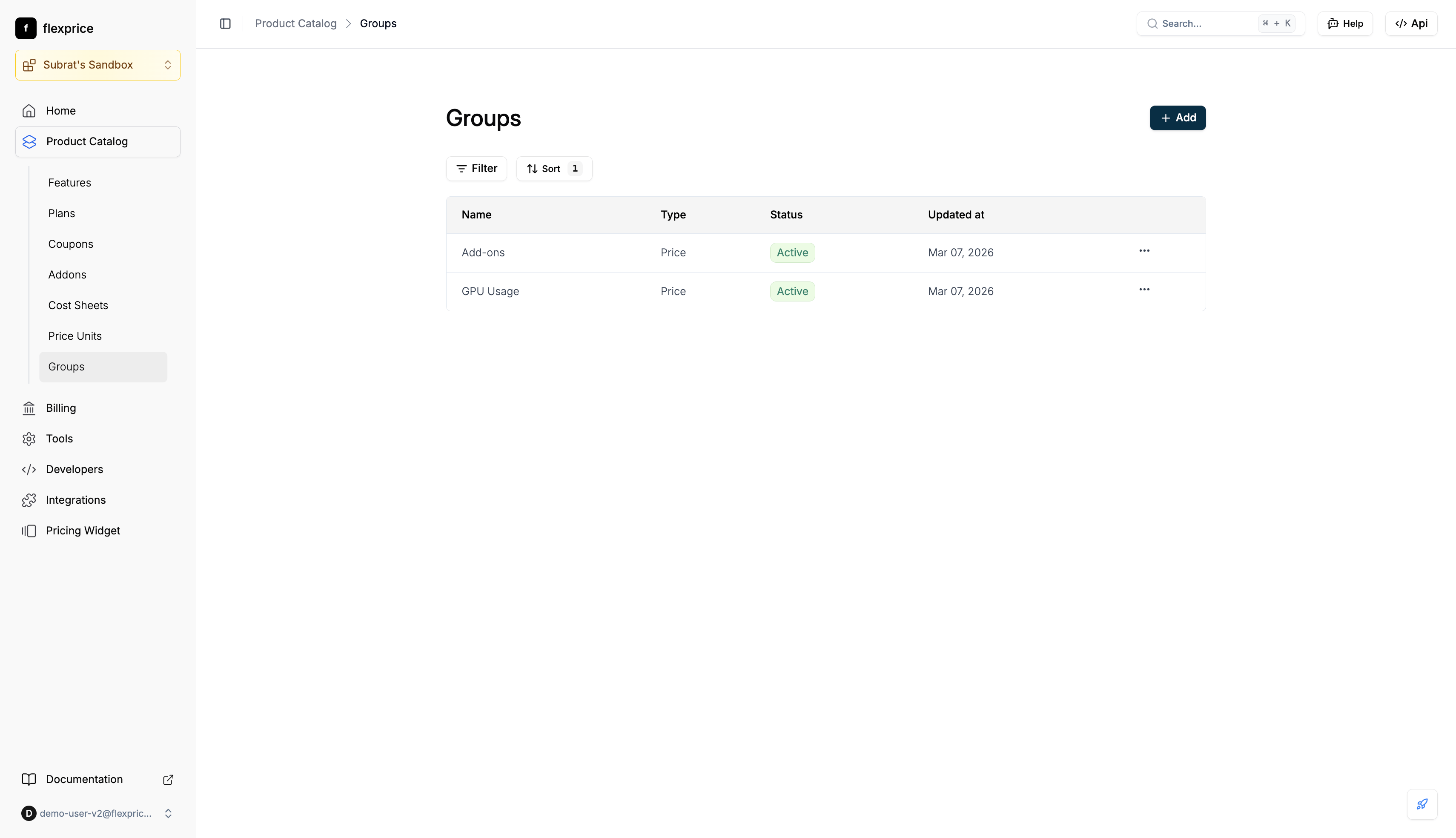 Groups list