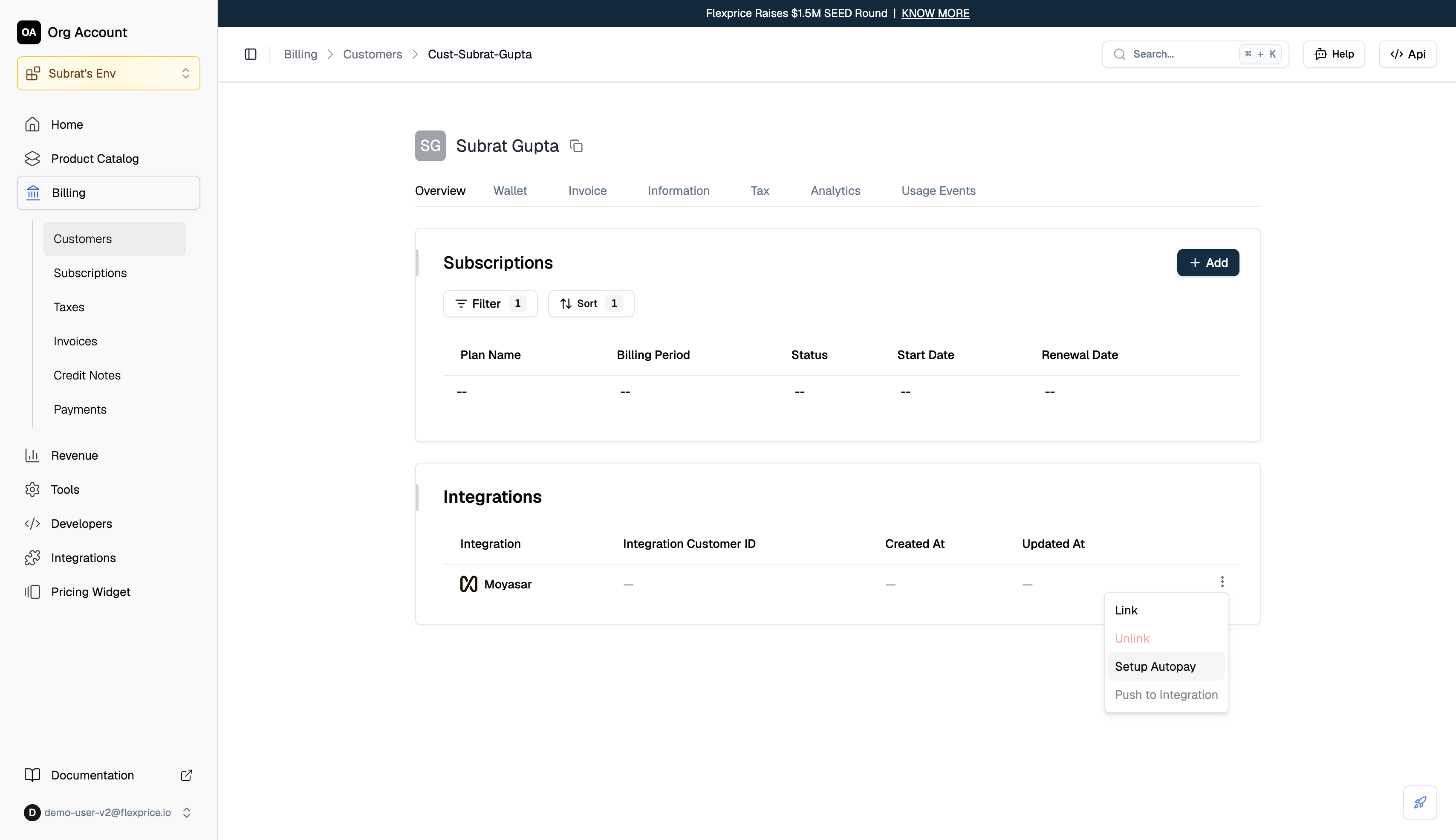 Setup Autopay button on the customer page