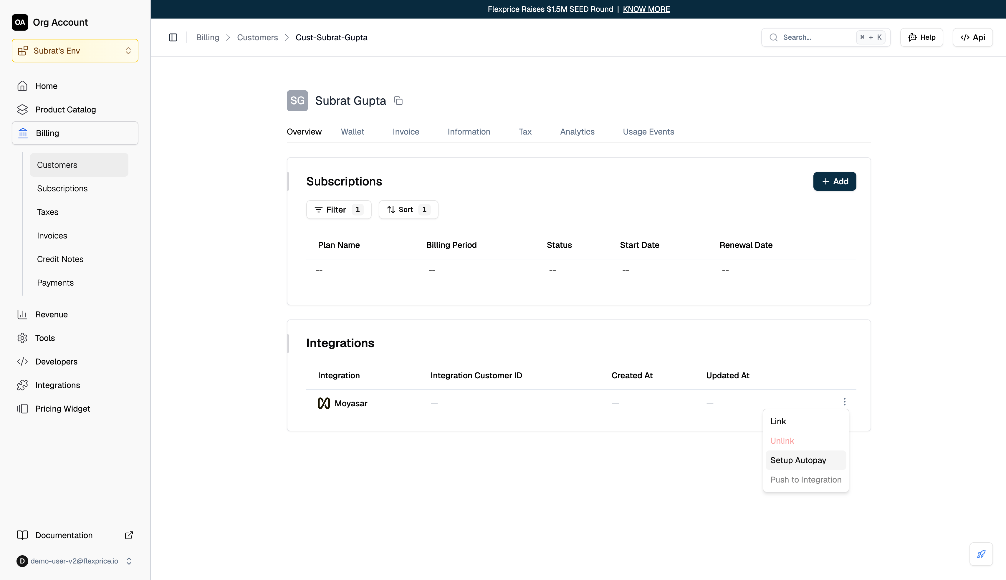 Setup Autopay button on the customer page