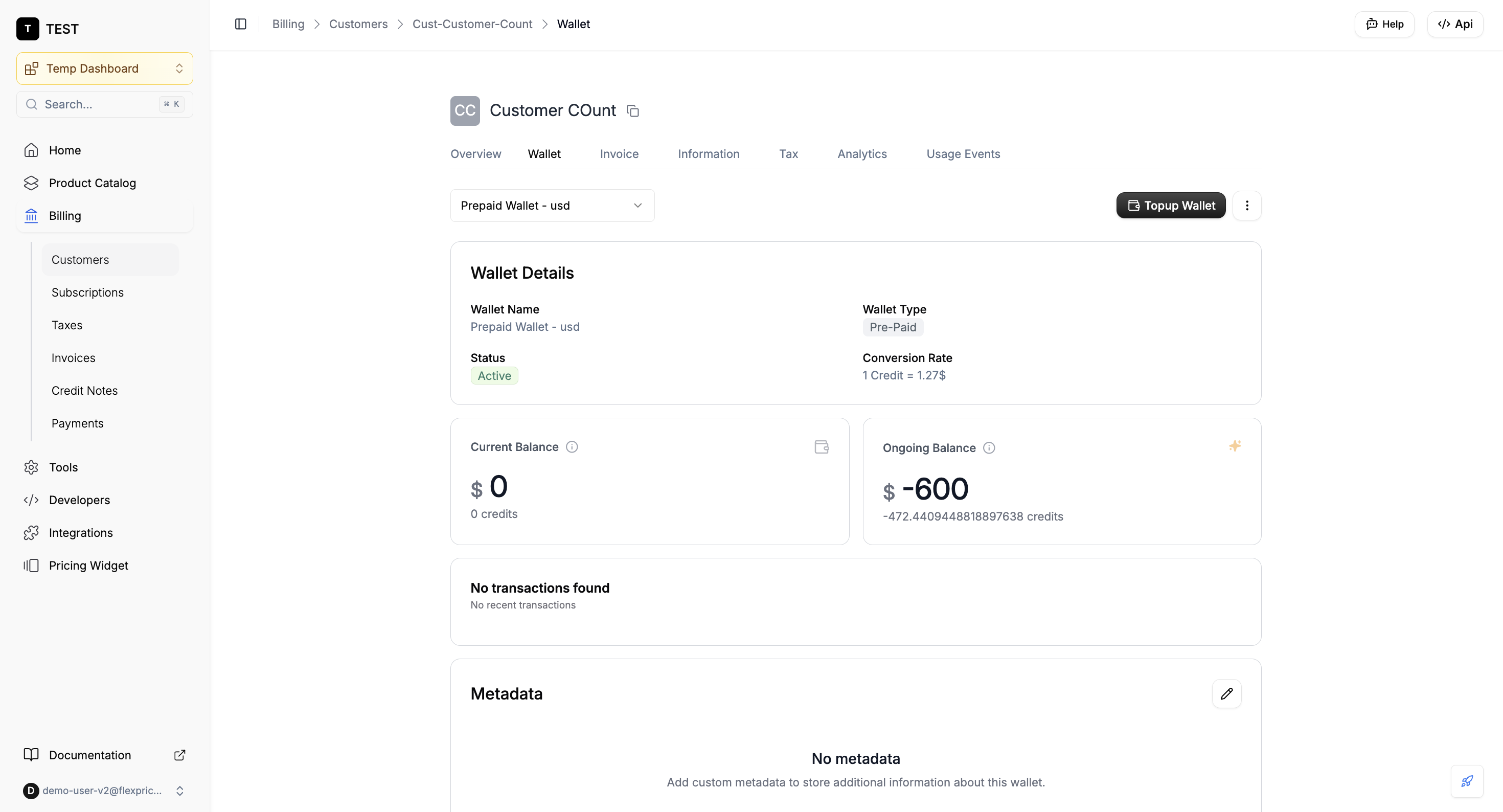 Wallet in custom currency
