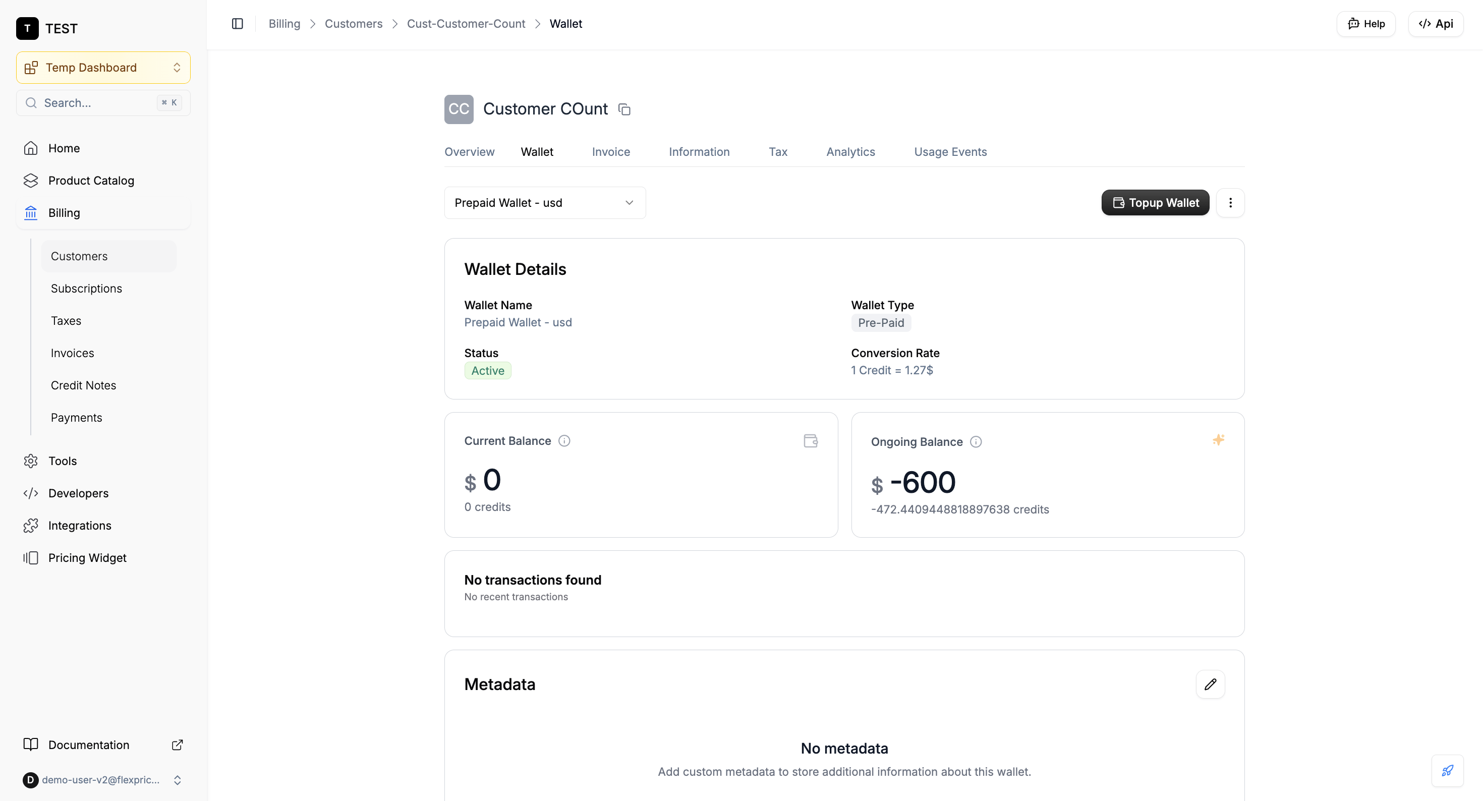 Wallet in custom currency