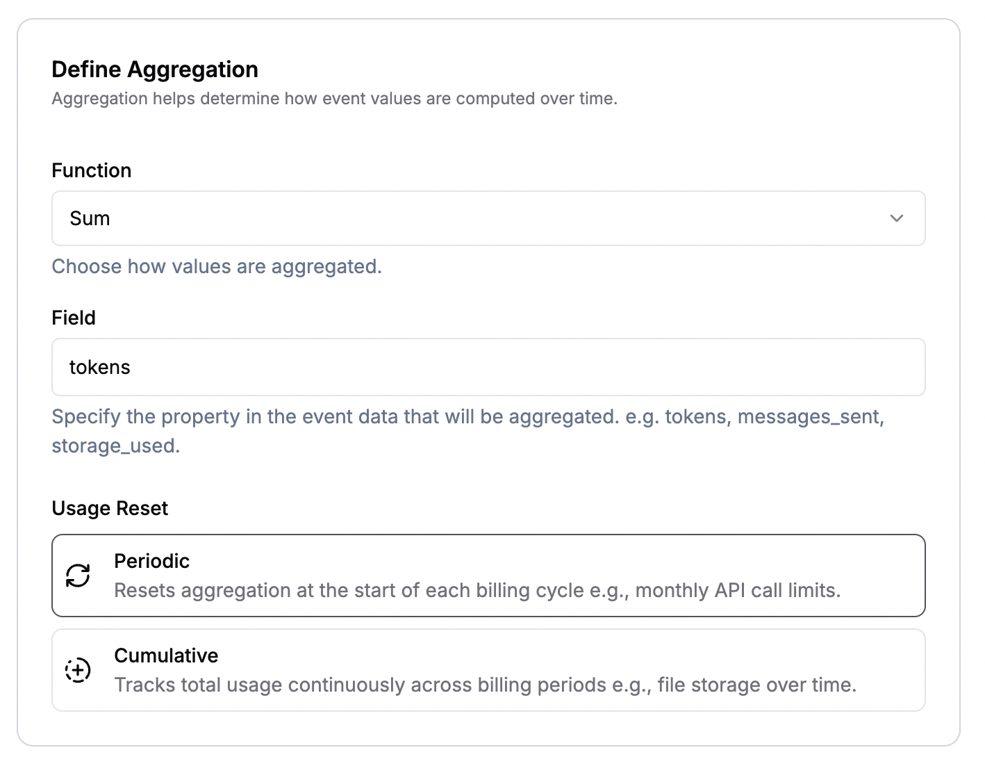 Aggregation Settings