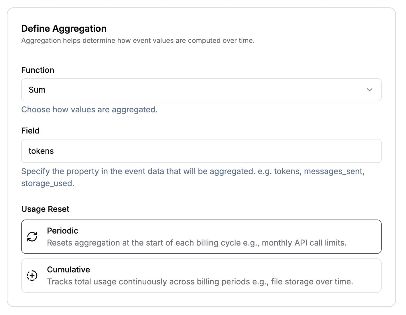 Aggregation Settings