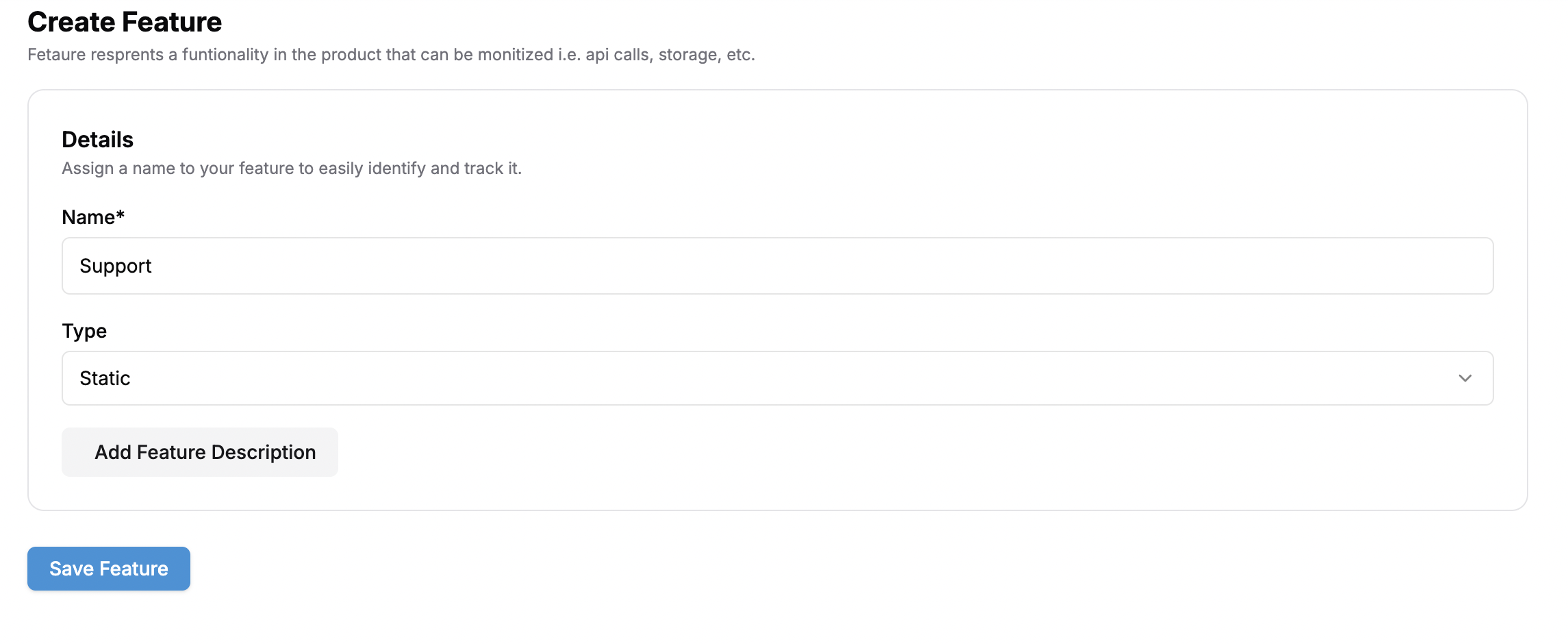 Static Feature Creation