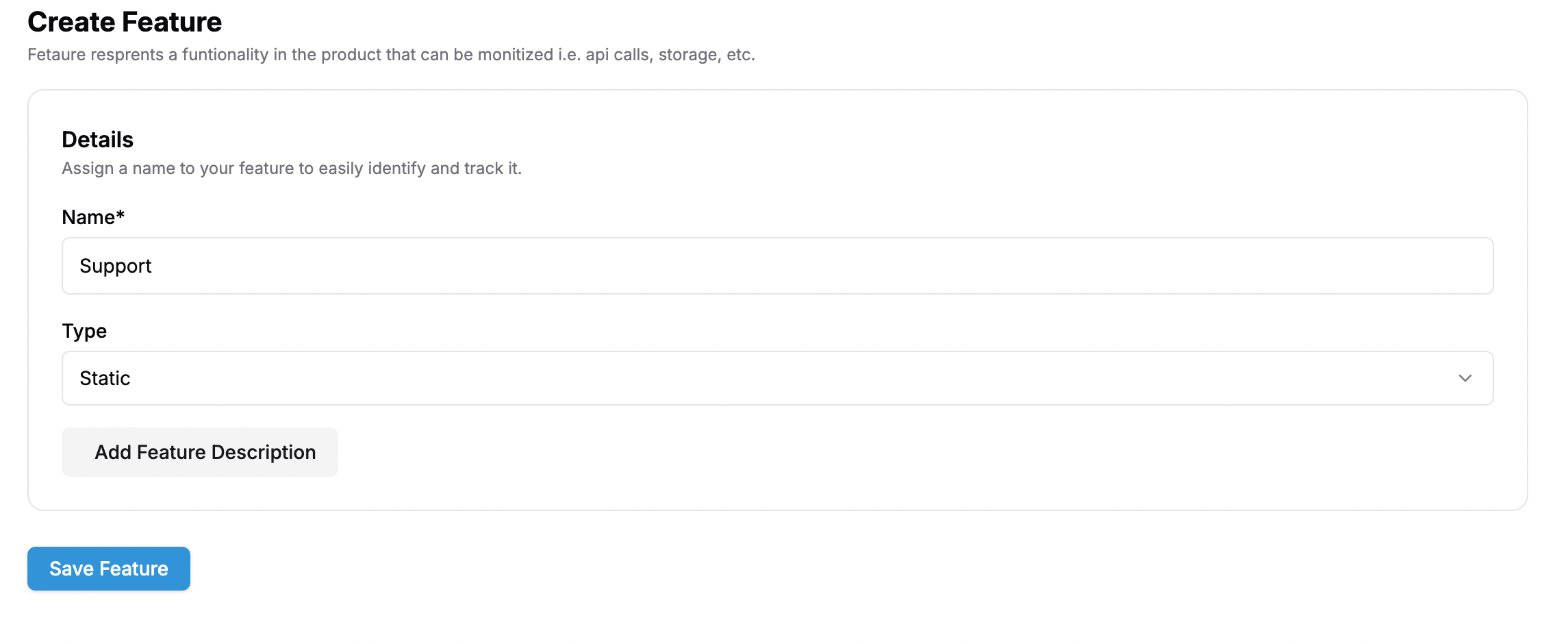 Static Feature Creation