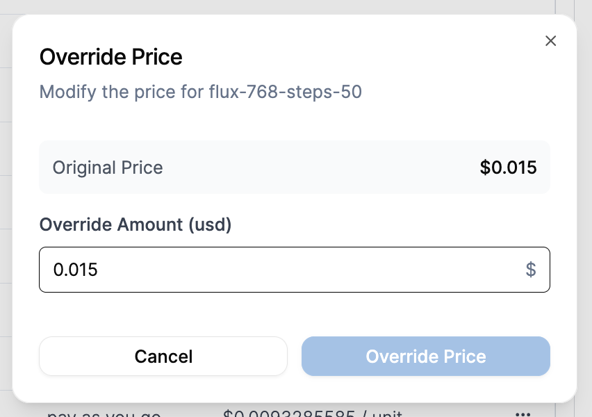 Override Price Dialog