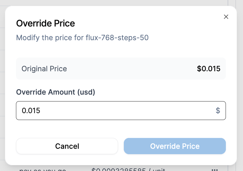 Override Price Dialog