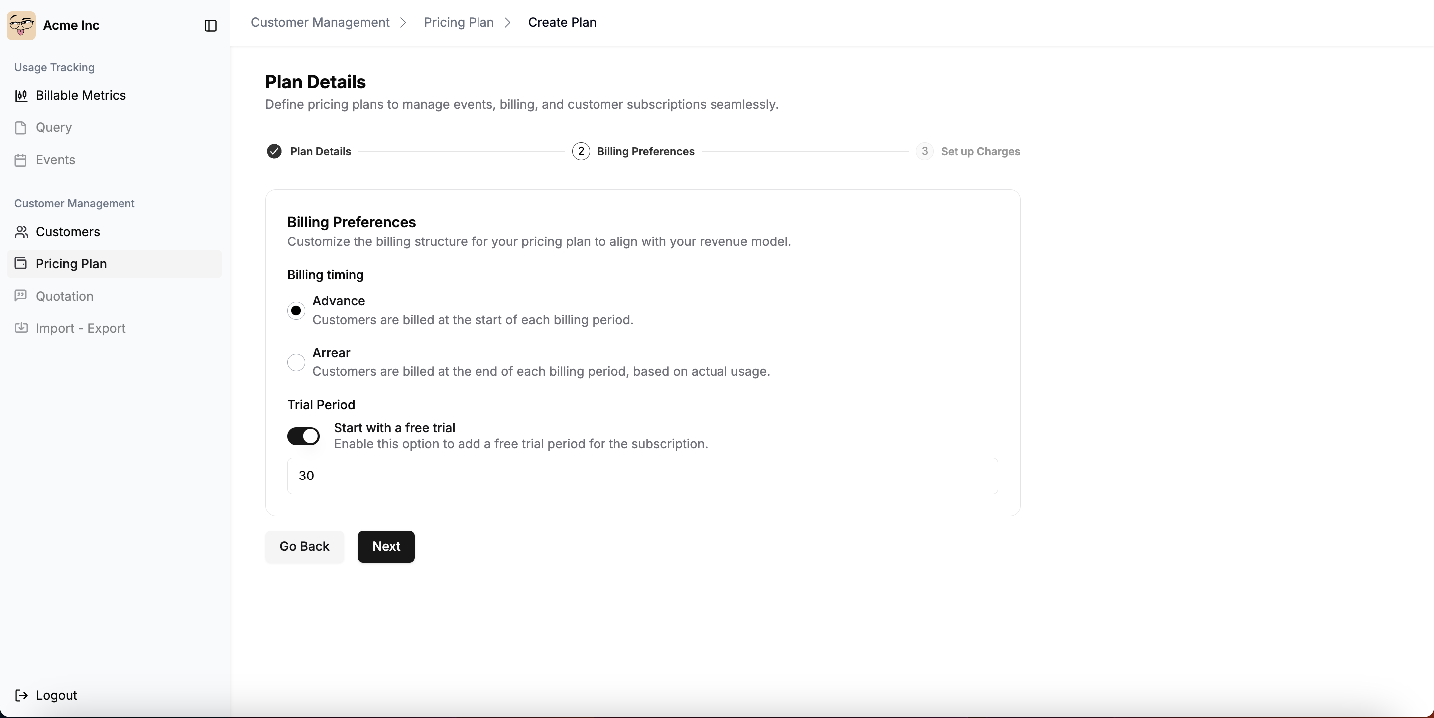 Billing Preferences