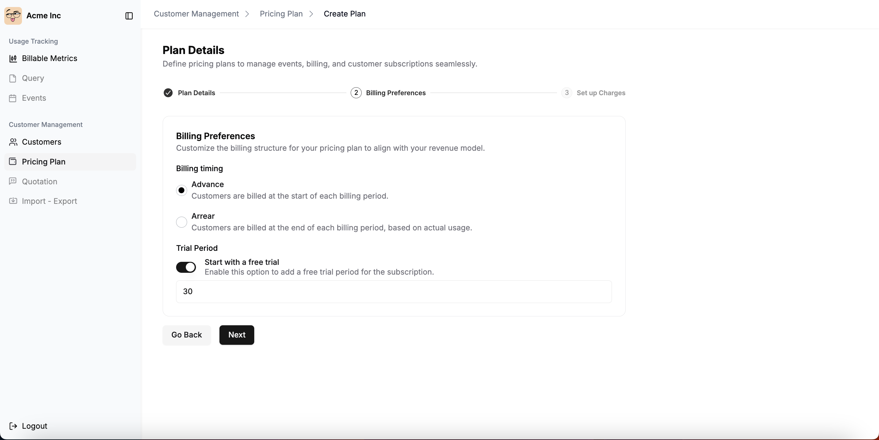 Billing Preferences