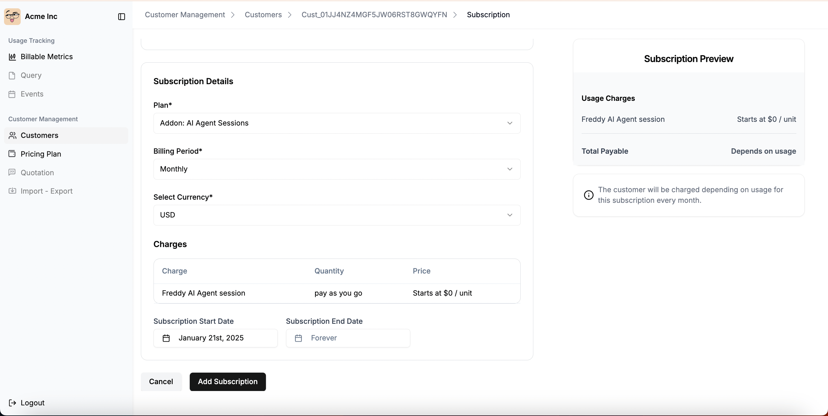 Subscription Preview