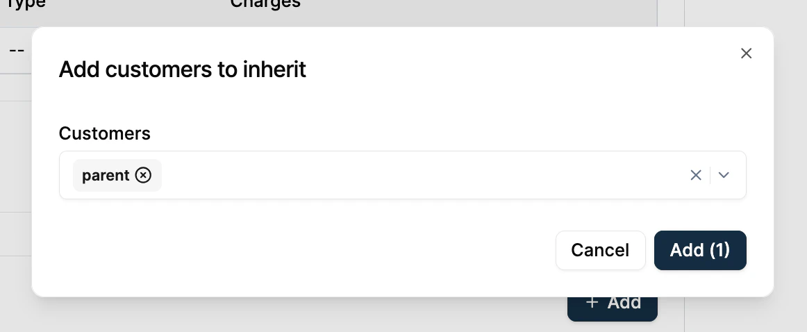 Add customers to inherit
modal