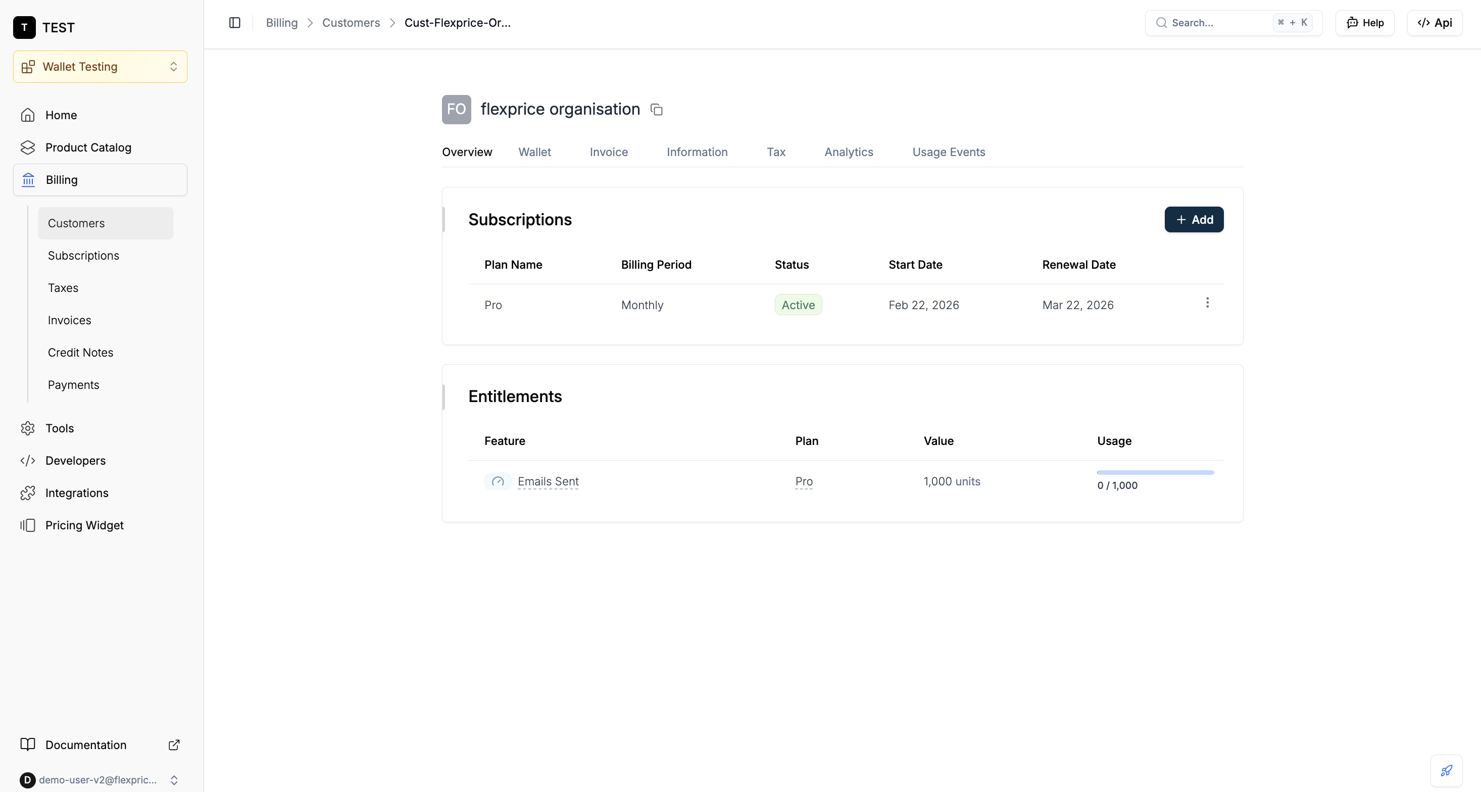 Add subscription to customer