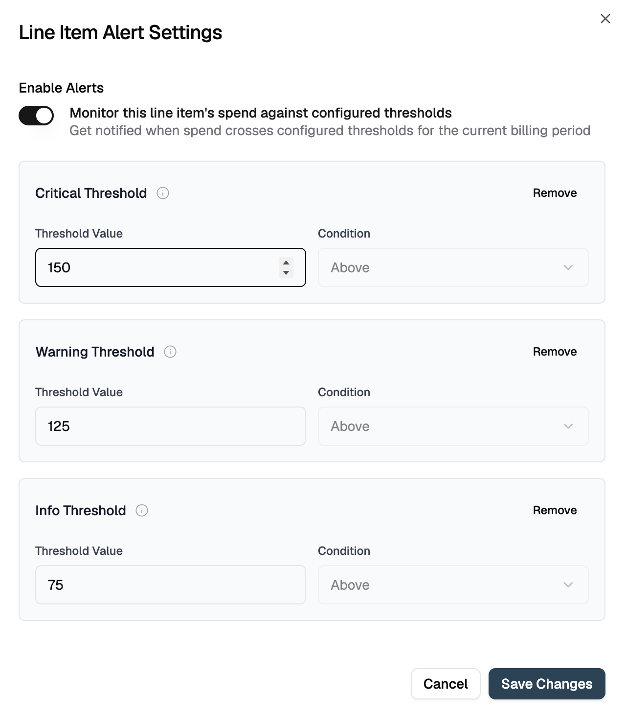 Configure thresholds