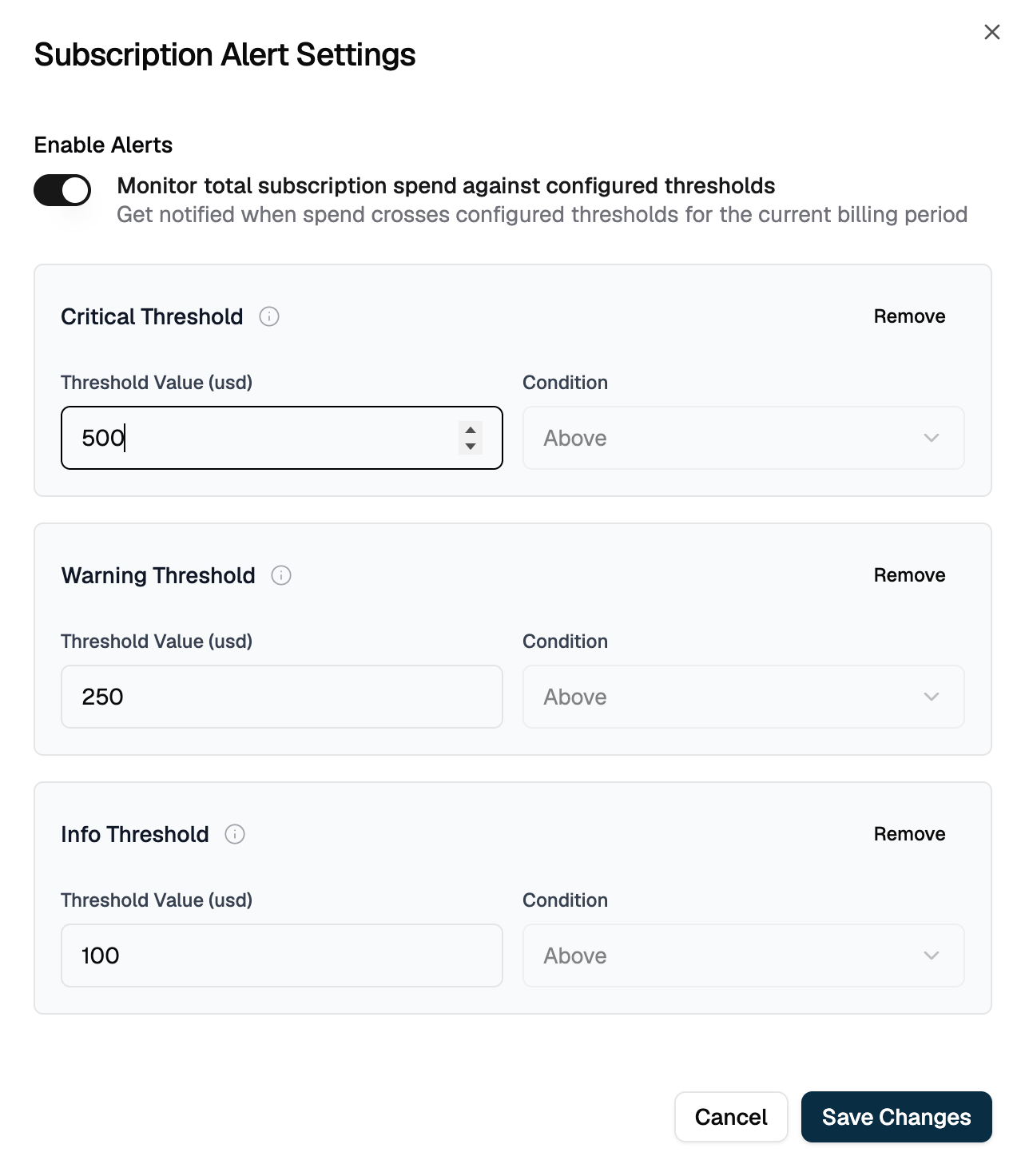 Configure thresholds