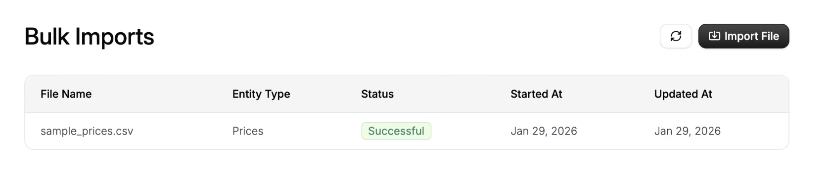 Bulk import interface