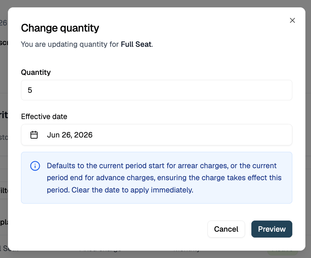 Adjusting seat count in the UI