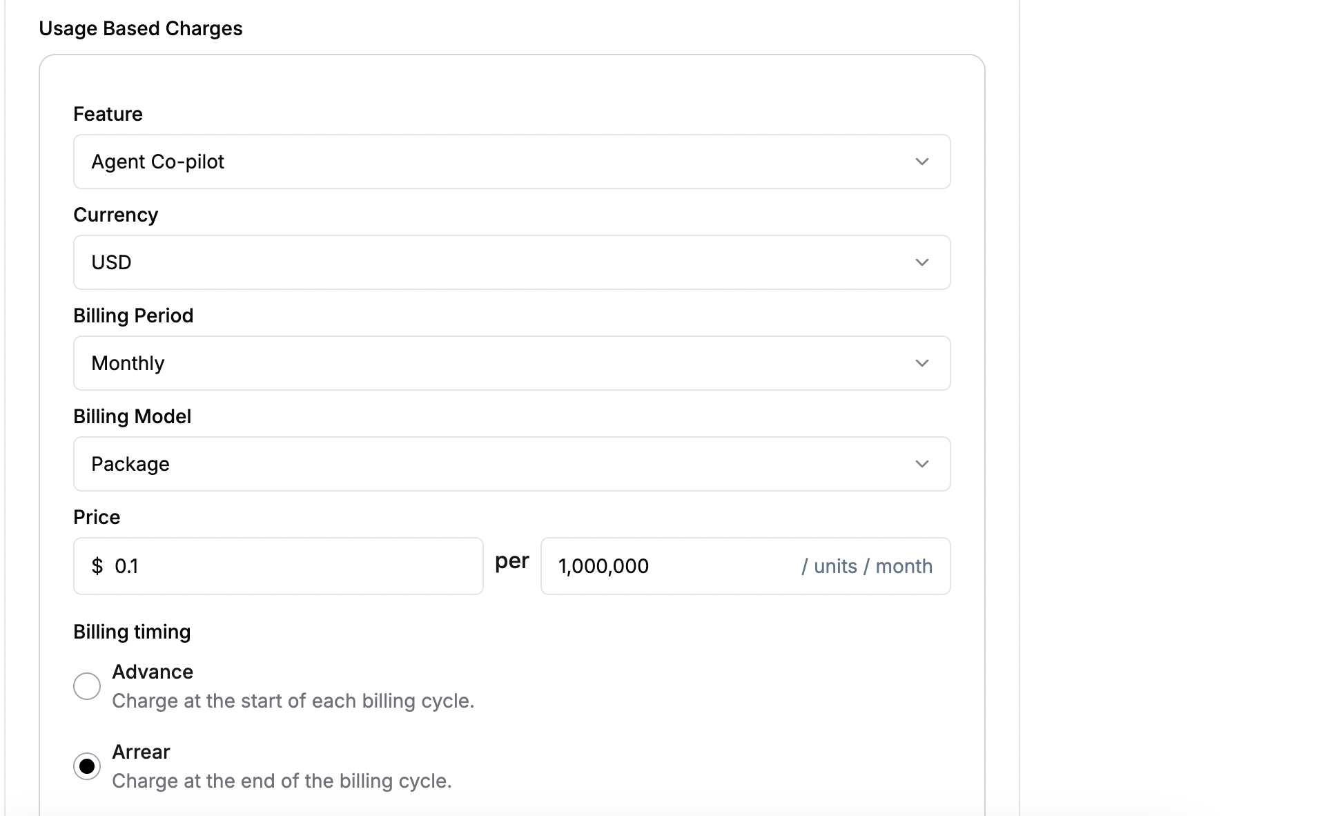 Usage Charge Billing Timing