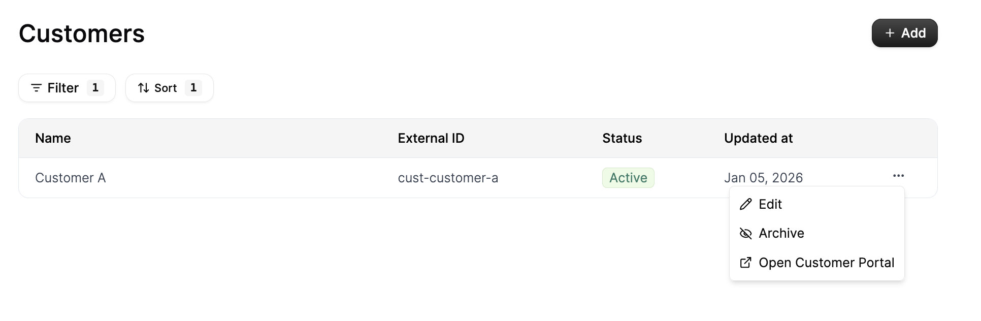 Customers Page with Portal Option