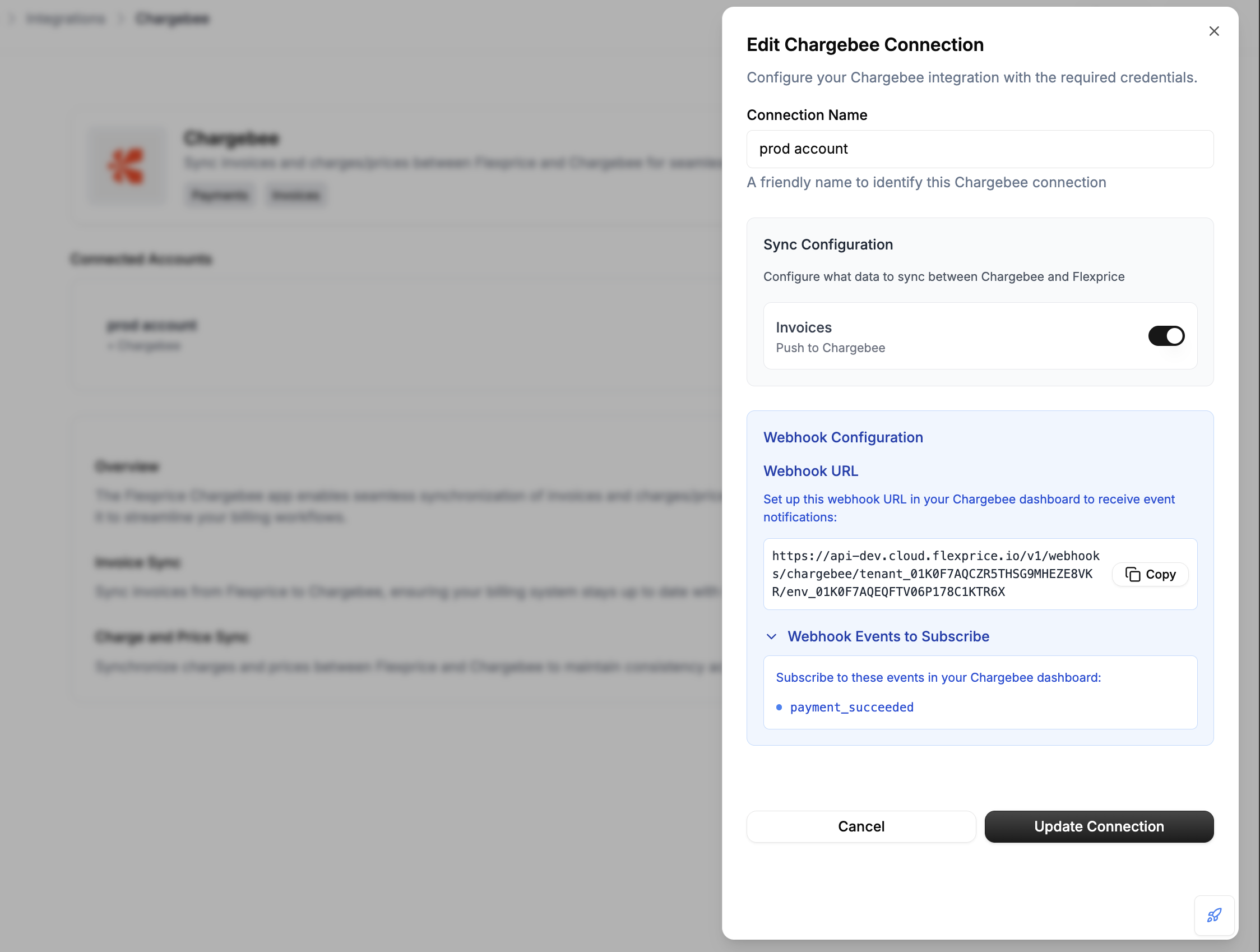 Edit Chargebee Connection