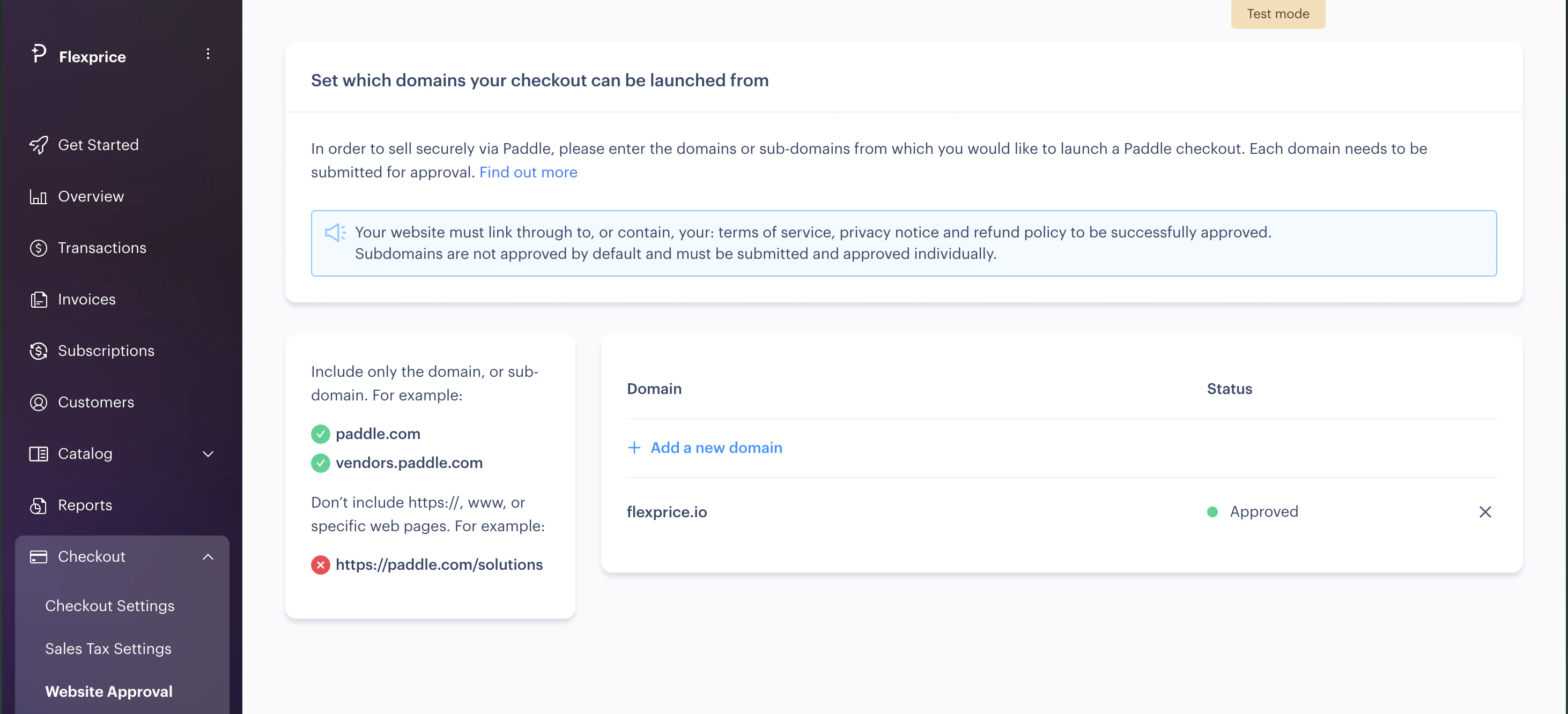 Paddle Website Approval