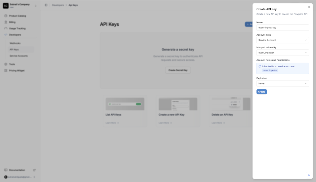 Manage API Keys - Flexprice