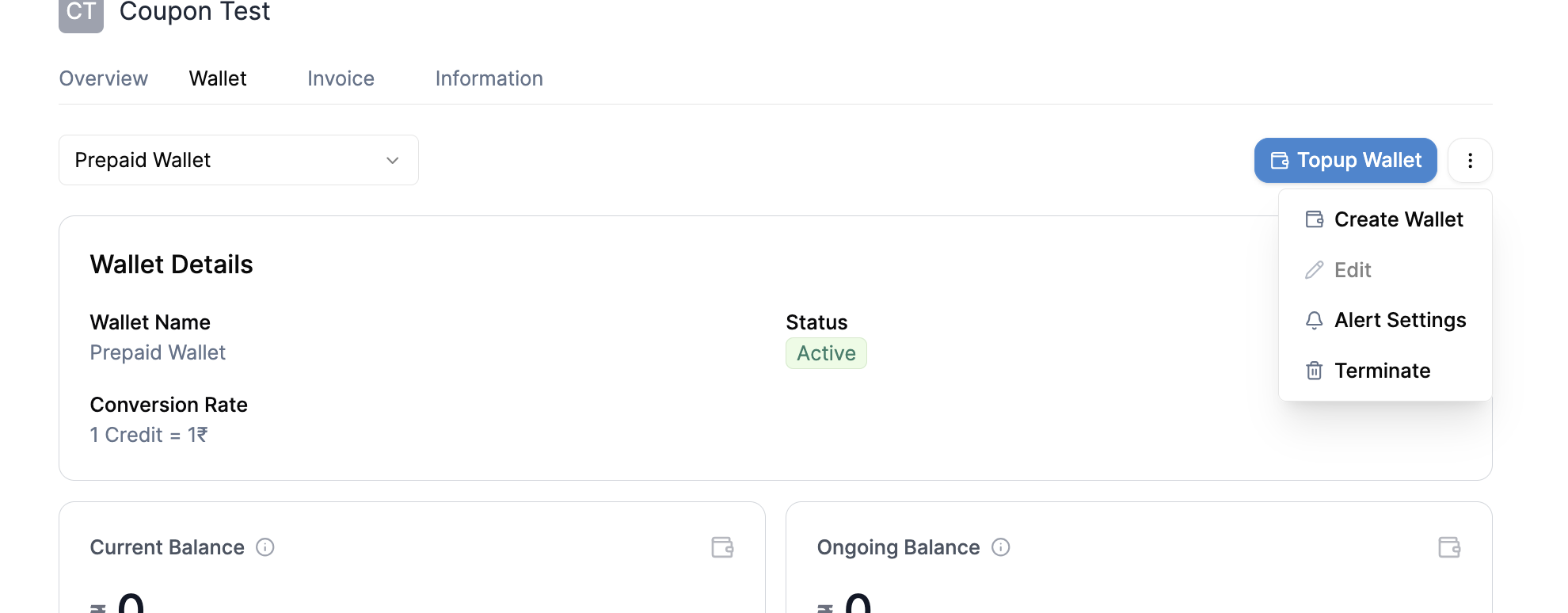Alert Settings Dropdown