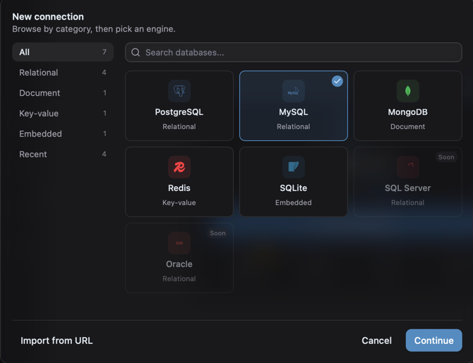 Connection type picker