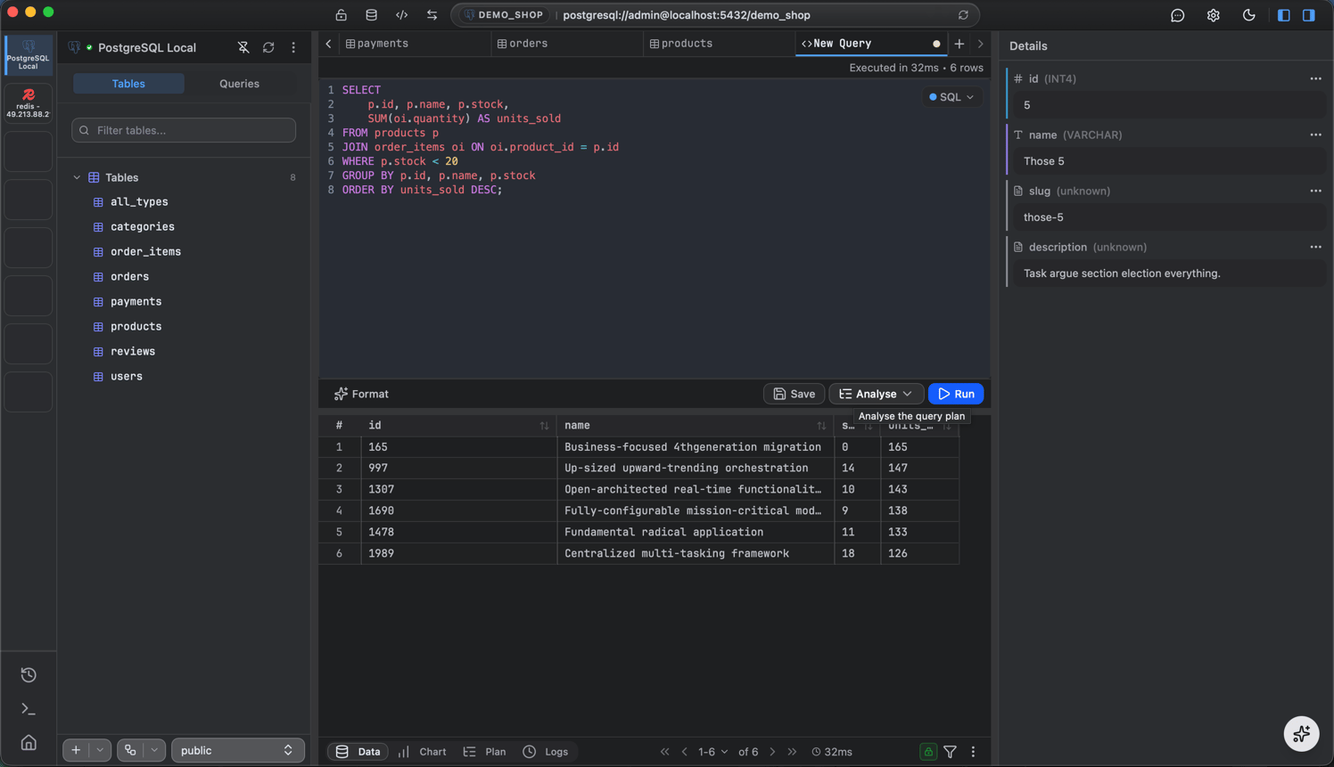 Query editor with results