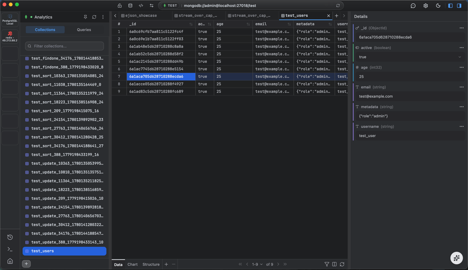 A MongoDB document view