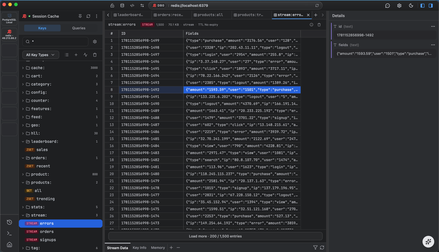Redis keyspace browser