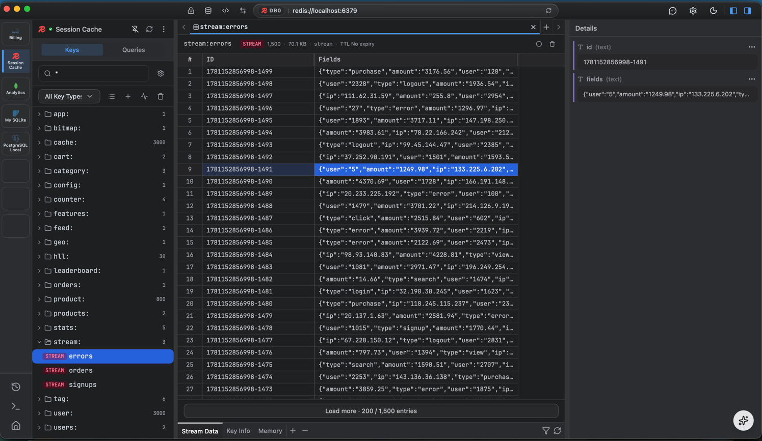 Redis keyspace browser