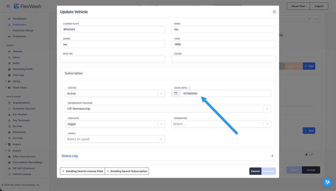 Check Valid Until Membership Valid Until - FlexWash Docs