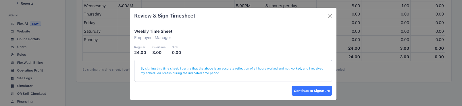 Timesheet Summary