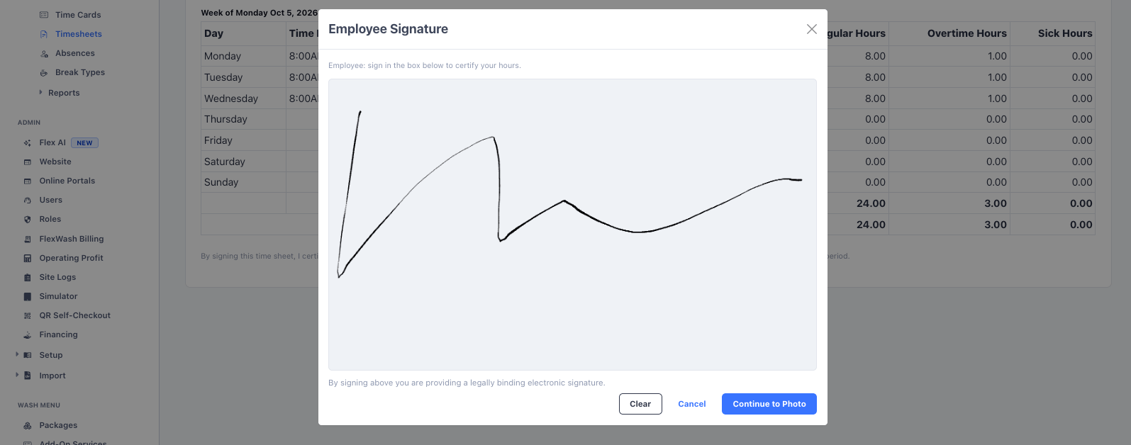 Timesheet Sign