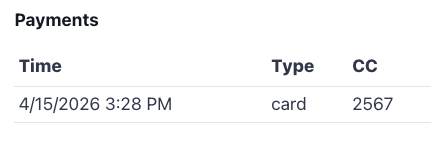 Payment with last 4 displayed