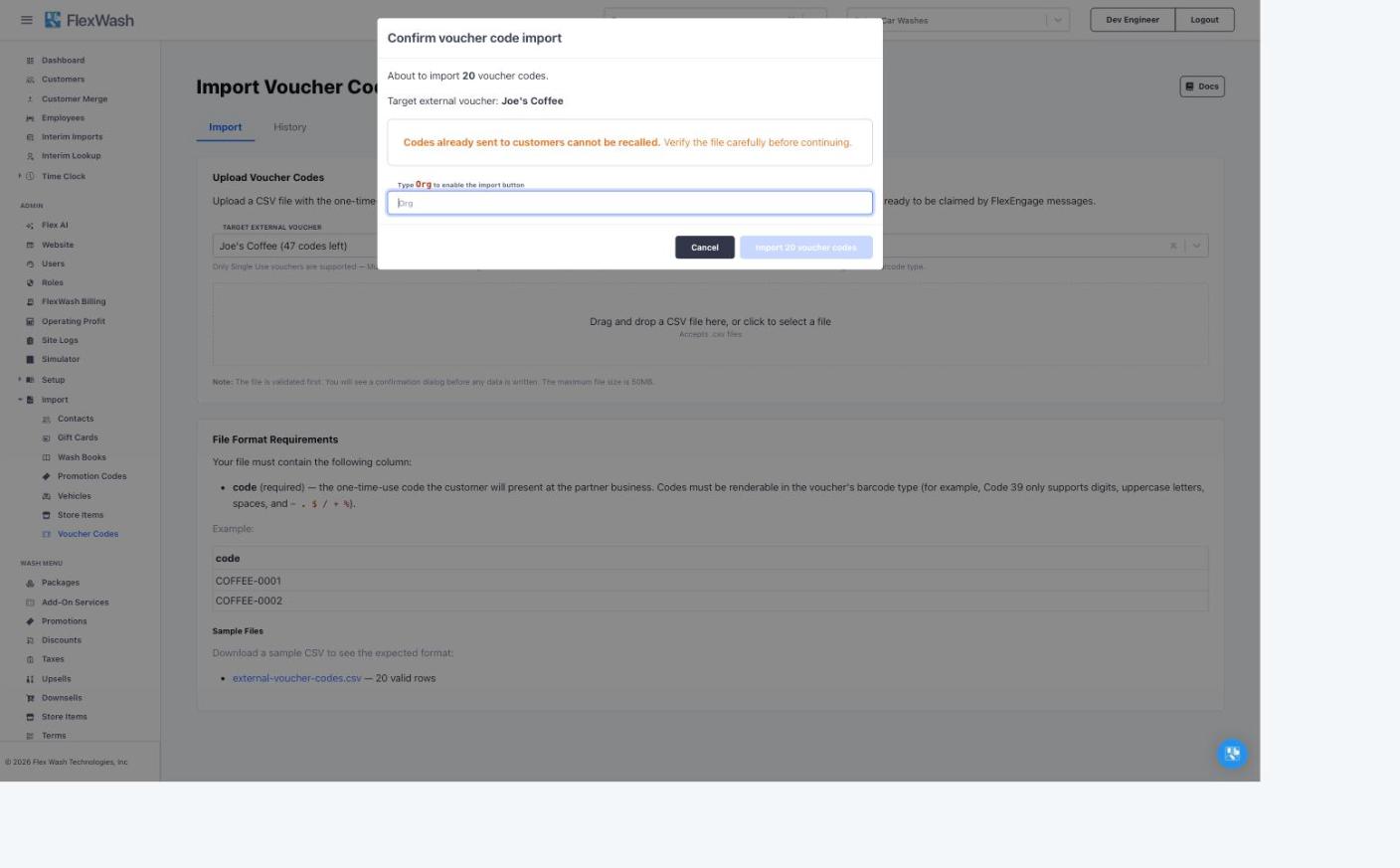 Import confirmation dialog