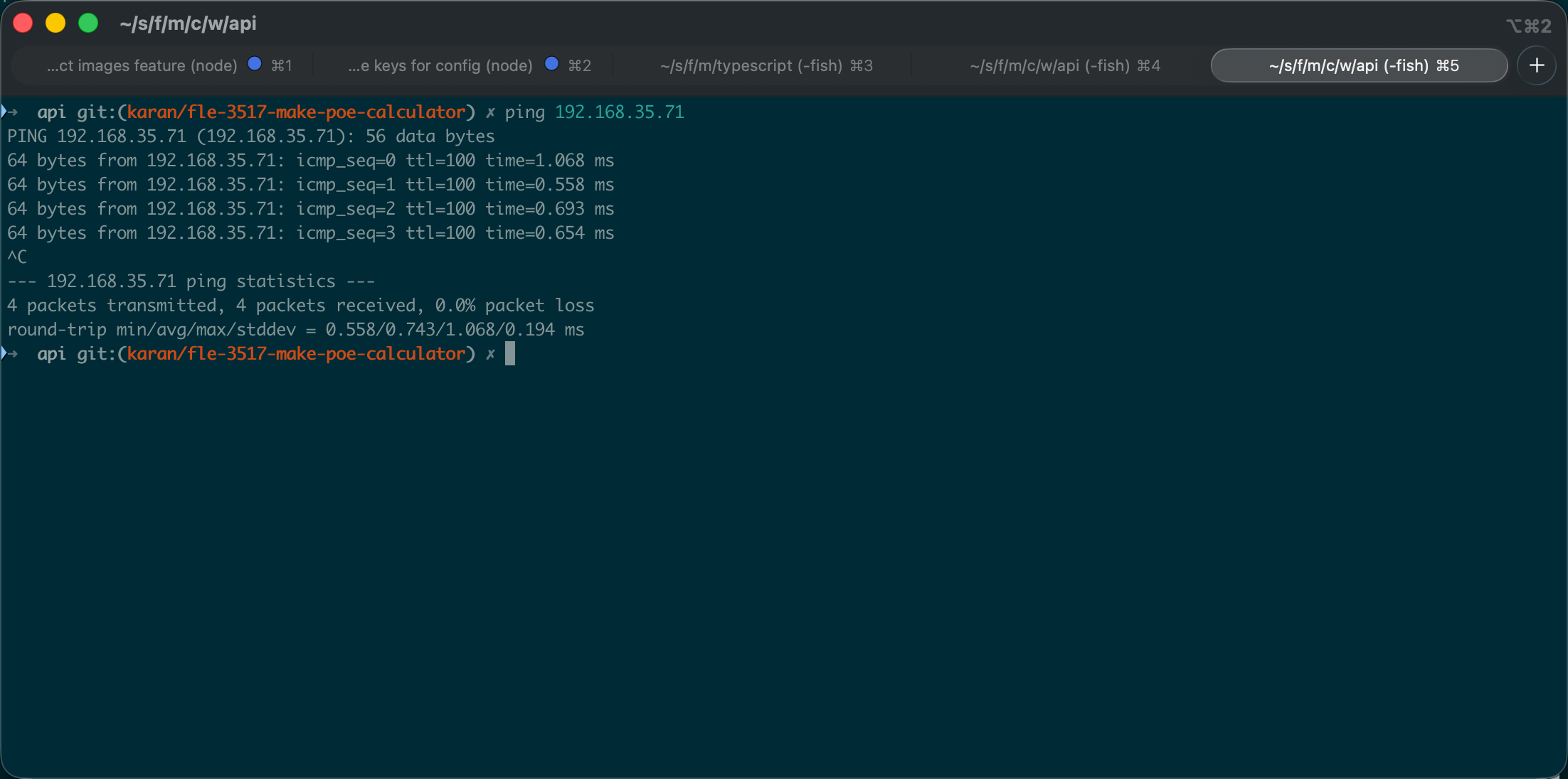 Ping test against the gate's original IP