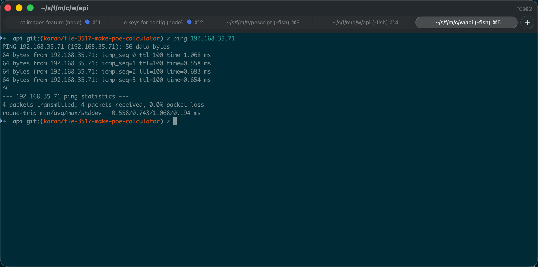 Ping test against the gate's original IP