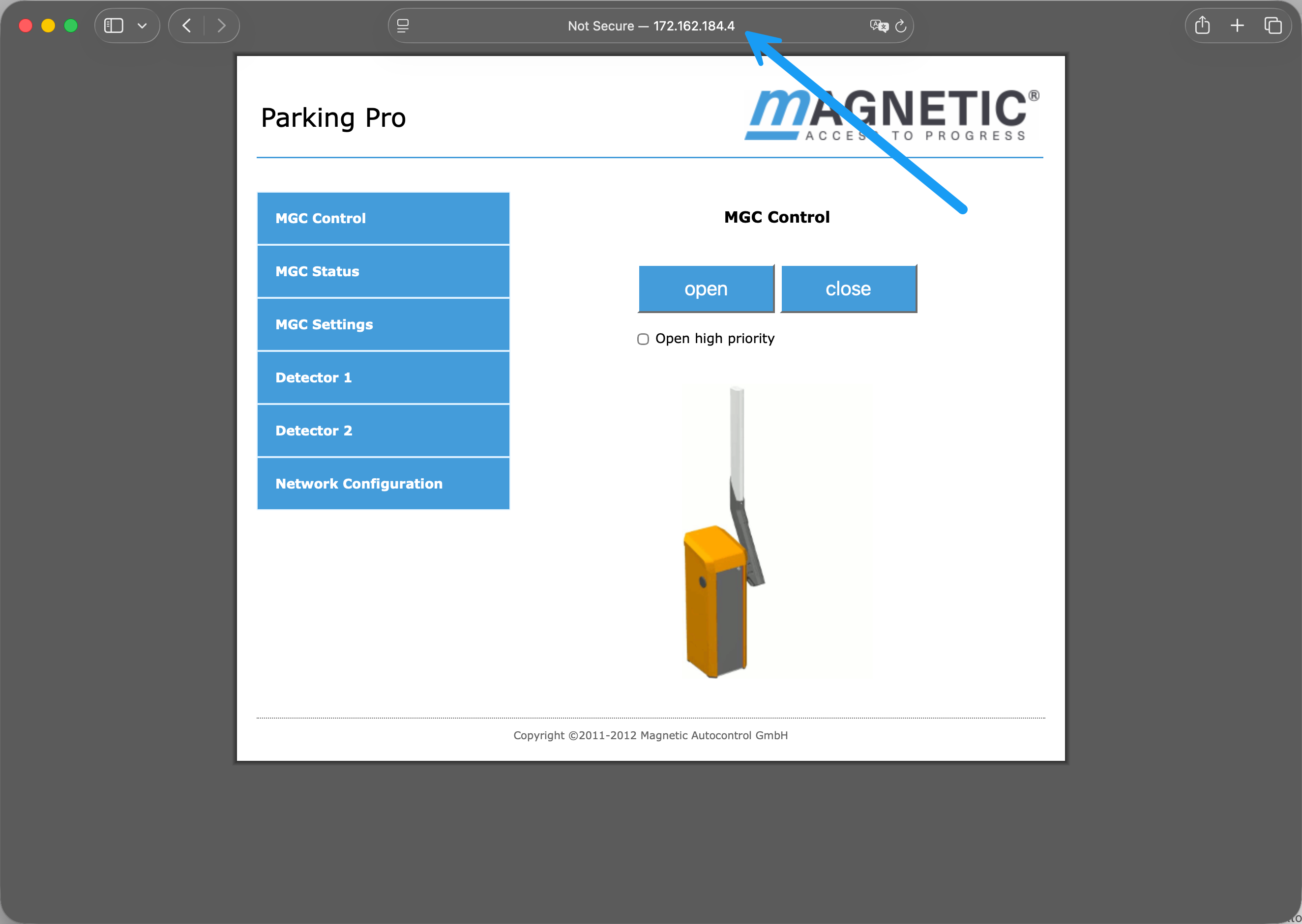 Gate web interface on the new static IP