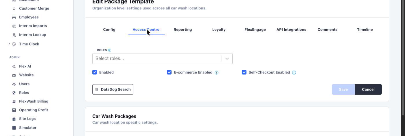 Self-Checkout Enabled checkbox on the Access Control tab