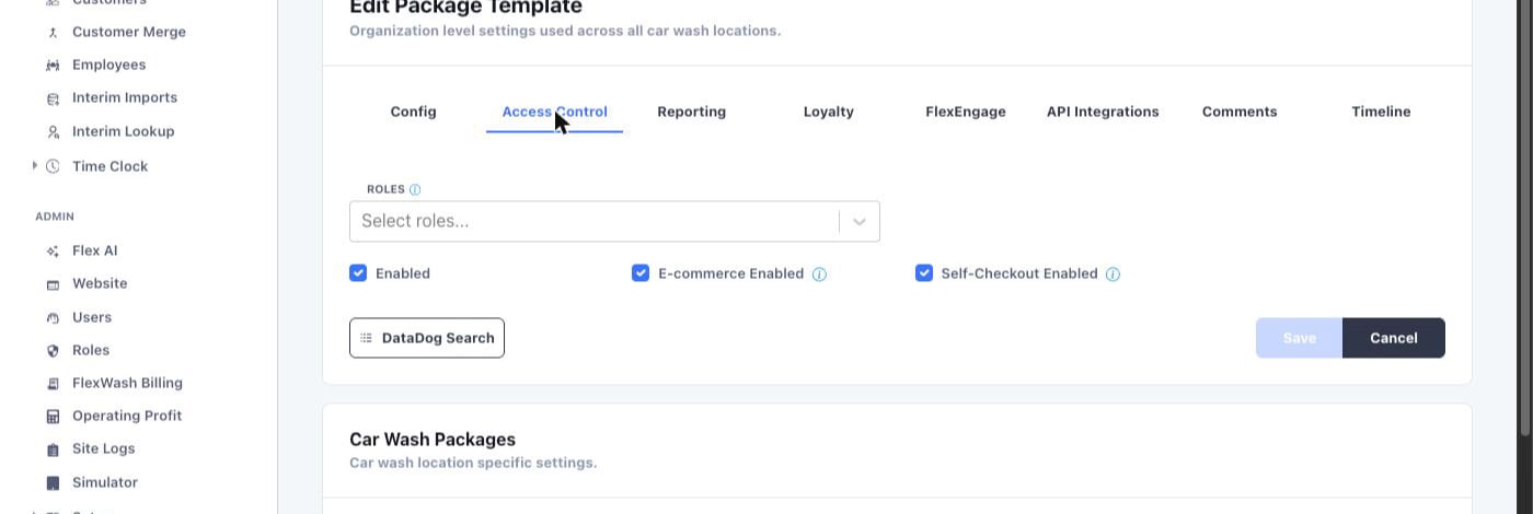 Self-Checkout Enabled checkbox on the Access Control tab