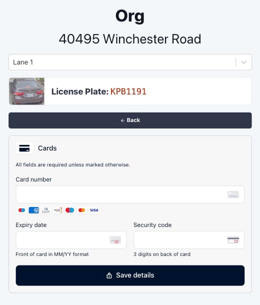 Card entry to update the payment method