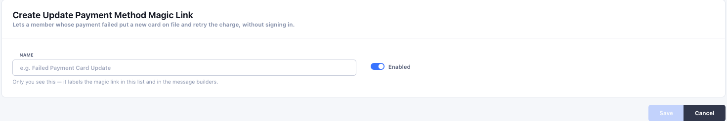 Create magic link form