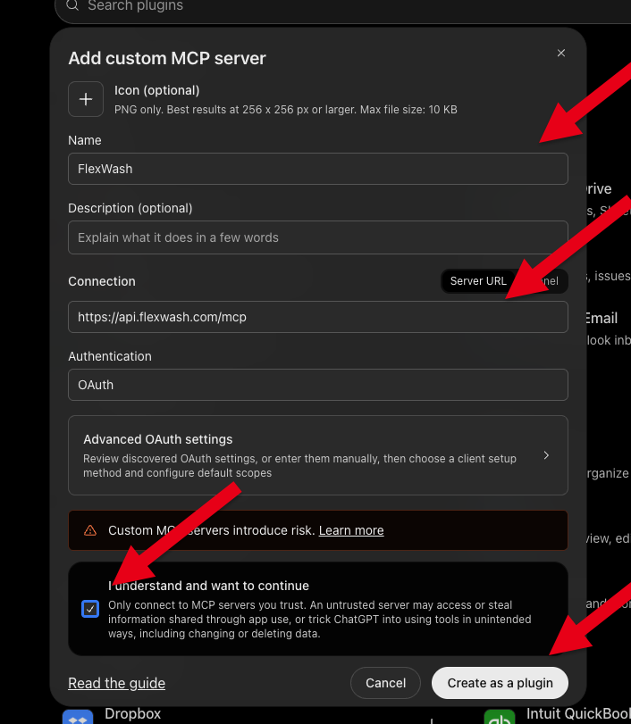 FlexWash server details
